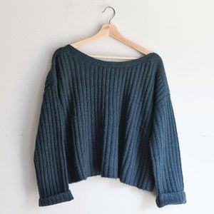 French Connection Riva Rib Knit Teal Sweater